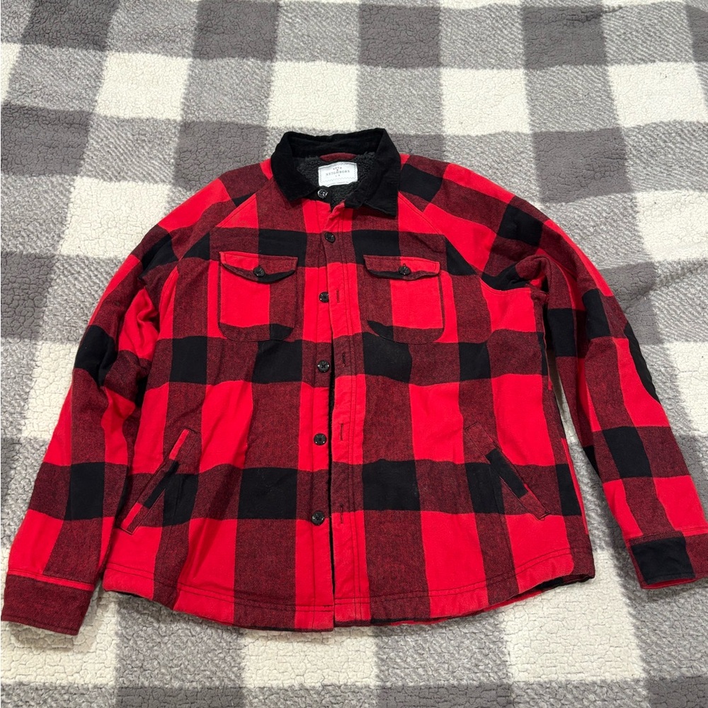 Red and Black Plaid Men's Jacket